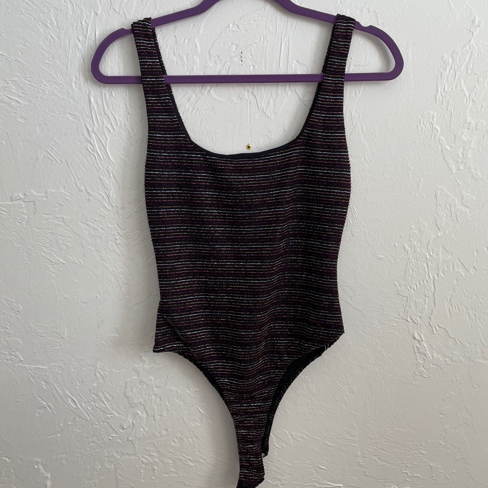 NWT Lush metallic striped tank bodysuit